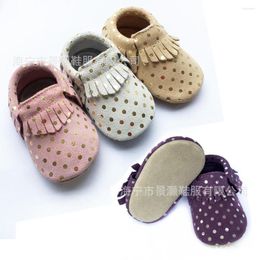 First Walkers Selling Velveteen Printing Gold Dot Tassels Shoes Comfortable Baby Toddler Leather Soft Soles