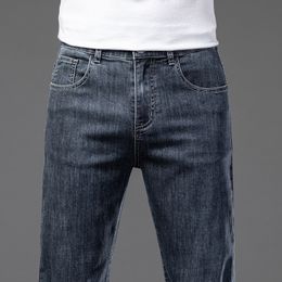 Men's Jeans Arrivals Summer Lightweight Breathable Medium High Waist Elastic Baggy 35 40 42 44 230306