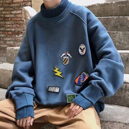 Men's Hoodies Men Super Size Soft All-match Thickening Streetwear Korean Chic Oversize Sweatshirts Mens Warm Pullovers