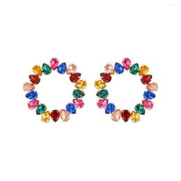 Stud Earrings Miwens Fashion Colorful Glass Rhinestone For Women High Quality Crystal Geometric Round Bohemian Jewelry