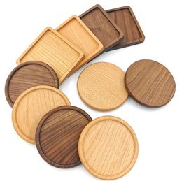 Tea Coffee Cup Pad Square Round Durable Drinking Cup Mat Placemats Decor Home Table Heat Resistant Wood Coasters SN717