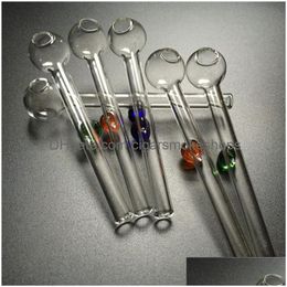 Smoking Pipes Colorf Glass Oil Burner Bubbler Water With Green Blue Brown Handle Thick Pyrex Pipe Mini Hand Drop Delivery Home Garde Dhz2W