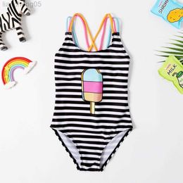 One-Pieces New 2019 Baby Girls Swimwear 3~8Y Girls swimsuit one piece Children Swimwear Strips style Swimsuit for Kid Girls Beachwear-SW412 W0310