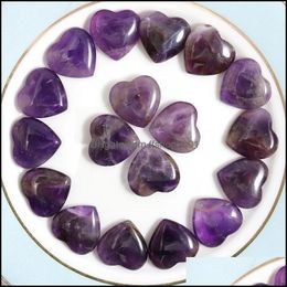 Stone 20Mm Small Natural Heart Polished Healing Love Hearts Amethyst Crystal Crafts For Home Decor Drop Delivery Jewellery Dhafv