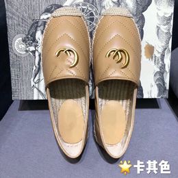 New Luxury Brand Design Goat Leather Woman Espadrilles Classical High Quality Slip On Loafers Comfortable Flat Fisherman Shoes MKJKMJ000001