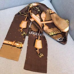 Luxusdesigner 100% Seidenschal für Frauen Hochqualität klassische neue Frühlingsdesign -Kettenstil Langer Schals Wrap mit Tag -Schals