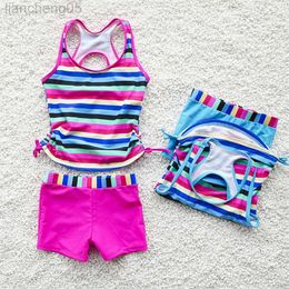 One-Pieces YinFengTing New Girl Children Two Piece Tankini Set Swimsuit Sports Summer Kids Swimwear Cute Cartoon Beach Wear Swim Suits 2023 W0310