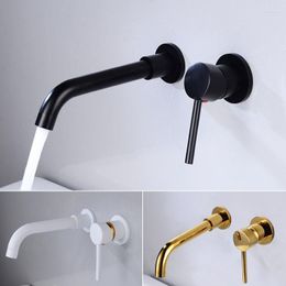 Bathroom Sink Faucets Basin Mixer Faucet Black Brass Wall Mounted Single Handle Tap And Cold Water Taps Gold