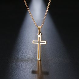 Stainless Steel Necklace For Women Lover's Gold And Rose Gold Colour Chain Cross Necklaces Small Cross Religious Jewellery