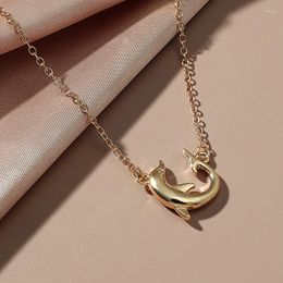 Pendant Necklaces Creative Dolphin Animal Metal Necklace Fashion Women's Gold Clavicle Chain Accessories Charming Wedding Jewelry