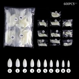 False Nails 600pcs/bag Full Cover Droplet Shape Fake Artificial Natural White Art Tips Manicure Tool 10 Size Press On
