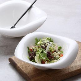 Bowls European Irregular Salad Bowl White Ceramic Plate Home Cooking And Dishes Shaped Western Kitchen Utensils Porcelain