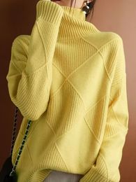 Women's Sweaters Autumn Winter Women's Comfortable Thick Warm Fashion Oversize Turtleneck Knit Long Sleeve Top Sweater Women Pullovers 230306