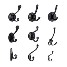 Hooks KK&FING 1PC Zinc Alloy Storage Wall Hook Black Cloth Coat Bag Hat Hanging Kitchen Racks With Screws Home Hardware