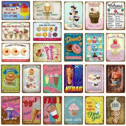Vintage Chocolate Cupcake Metal tin Signs Rocket Ice Cream Donuts Poster Food Drinks Gin Plate For Kitchen Home Cafe Bar personalized Decoration Size 30X20CM w02