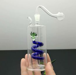 Smoking Pipes Coloured Spiral Tap glass cigarette kettle Glass water hookah Handle Pipes smoking