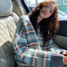 Women's Sweaters Winter Knit Sweaters for Women Pullover Top Vintage Long Loose Sweaters Warm Korea Fashion Kawaii Jersey Jumper 230306