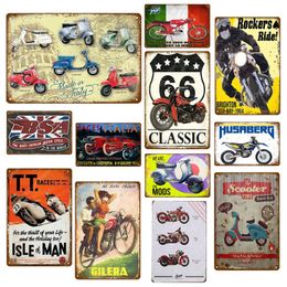 Classic retro Route 66 Motorcylces tin Poster Pub Bar Garage Decoration Scooter Tin Signs Retro Vintage Metal Plate MV Plaque Personalised decor Size 30X20CM w02