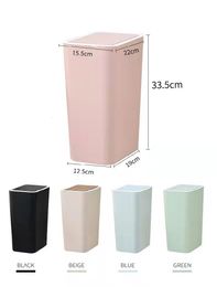 Waste Bins Creative Rectangular Kitchen Bathroom Toilet Trash Can Living Room With Lid Trash Can Nordic Push Trash Can 230306