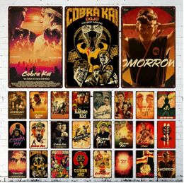 Retro Action movie Metal Painting Poster Classic Kung Fu Comedy Movie Cobra Kai Bar Room Decoration Iron Painting Wall Art Shabby Tin Sign Plauqe Gift Size 30X20CM w01