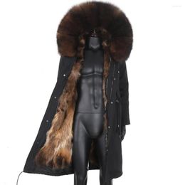Men's Down 7XL Man Waterproof X- Long Jacket Winter Men Parkas Raccoon Fur Collar Real Coat Lined High Street