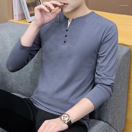 Men's T Shirts 2023 Mens Casual T-shirt Fashion Slim Long Sleeve V Neck T-shirts Tops Homme Tshirt Harajuku Streetwear Men Q146