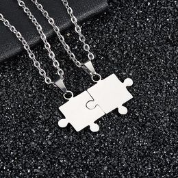 Chains 2023 Fashion Stainless Steel Puzzle Pendant Couple Necklace Set For Lovers Friends Men Women Sweater Chain