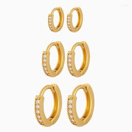 Hoop Earrings FLOLA Small For Women Crystal Round Circle Huggies CZ Pave Minimalist Simple Gold Plated Jewellery Ersv77