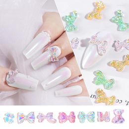 Nail Art Kits 10 PCS Ornament Decoration Resin Stereo Bear Japanese Bow Aurora Colourful Butterfly Stick-on Crystals Decor