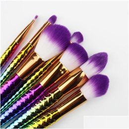 Makeup Brushes Make Up Mermaid With Tales Without 3 Patterns 7 Pcs For Blusher Beauty Drop Delivery Health Tools Accessories Dh0Yt