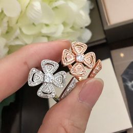 BUIGARI Yongzhan series Clover designer ring for woman diamond Gold plated 18K Free adjustment size highest counter quality classic style premium gifts 017