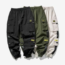 Men's Pants Hip Hop Joggers Cargo Pants Men Harem Pants Multi-Pocket Ribbons Man Sweatpants Streetwear Casual Mens Pants S-5XL 230303