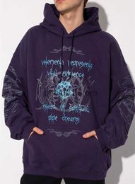 Erkek Hoodies Sweatshirts Yüksek Versiyonu Wittman Veyemler Sanskrit Totem Mektup Baskı Kadın Kapşonlu Kazak T230306