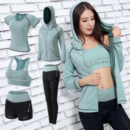 Men's Hoodies Women's Yoga Suit HHp-lifting Elastic Fitness Exercise Nine-point Pants Wear Sports Short-sleeved Jacket Shorts