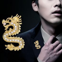 Brooches High-grade Fashion British Rhinestone Dragon Pearl Brooch Pin For Men's Suit Shirt Lapel Badge Buckle Clothing &