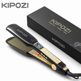 Hair Straighteners KIPOZI Straightener 139 Flat Iron 175 Inch Wide Plate with LCD Display Adjustable Temperature and Dual Voltage 230306