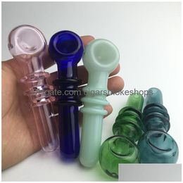 Smoking Pipes Colorf Glass Pipe Hand For Pink Green Blue Thick Pyrex Nail Dry Herb Tobacco Drop Delivery Home Garden Household Sundr Dhtfg