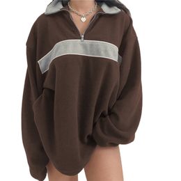 Women's Hoodies Sweatshirts Xingqing Vintage Hoodie y2k Women Patchwork Turn Down Collar Long Sleeve Tops 2000s Aesthetic Clothes Grunge Pullover 230303