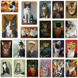 Classic Pet Animal Cat art painting Metal Signs Prints Wall Art Painting Pictures Vintage Poster Kids Bedroom Decoration Pub Bar Home Decor Size 30X20CM w02