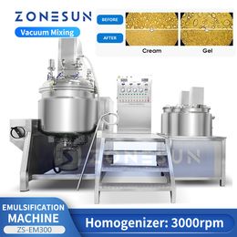 ZONESUN Industrial Equipment Emulsifying Machine Hollandaise Sauce Mayonnaise Lotion Cream Homogenizer Vacuum Mixing Pretreatment Production ZS-EM300