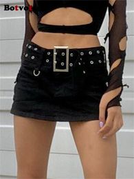 Skirts Botvotee High Waisted for Women Summer 2023 Solid Slim Mini Fashion Casual Pencil with Belt 230303