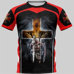 Hip Hop Sportwear Punk Casual Loose Track Autumn Men Cool Print The Knight Templar 3d T-shirt 004