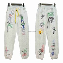 Men's Pants The correct version of the 2022 early autumn new fashion RHUDE manager's hand-painted graffiti high street casual leggings T230306