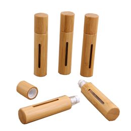 Portable Bamboo Roll On Bottle Open Window Creative Glass Essential Oil Bottles Mini Cosmetic Empty Bottling