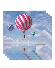 Table Napkin Air Balloon At Sea 4/6/8pcs Napkins Restaurant Dinner Wedding Banquet Decor Cloth Supplies Party Decoration