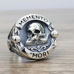 Cluster Rings y2k goth Vintage Ethic Memento Mori Carpe Diem Letter Skull Rings For Men Fashion Punk Christmas Skeleton Ring For Women Jewellery L230306