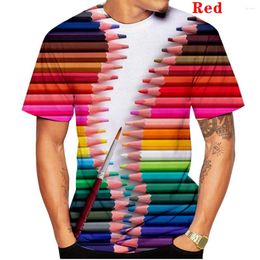 Men's T Shirts 2023 Men And Women Summer Funny Novelty Creative Colour Pencil 3d Print T-shirt Cool Fashion Casual Short Sleeve Tops