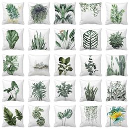 Pillow Modern Simple Tropical Green Leaves Cover Botanical Art Print Decorative Pillowcase Livingroom Sofa Couch Throw Pillows