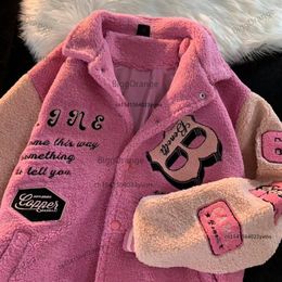 Women's Jackets Letter Embroidery Winter Clothes Women Jacket High Street Vintage Sherpa Coat Women Clothing Jackets Loose Jacket Women Tops 230303