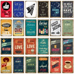 retro New Chance Motivational Metal Tin Signs New Day art painting Coffee Wall Sticker Cafe Home Bar Party Room Decor Vintage Painting Poster Size 30X20CM w02